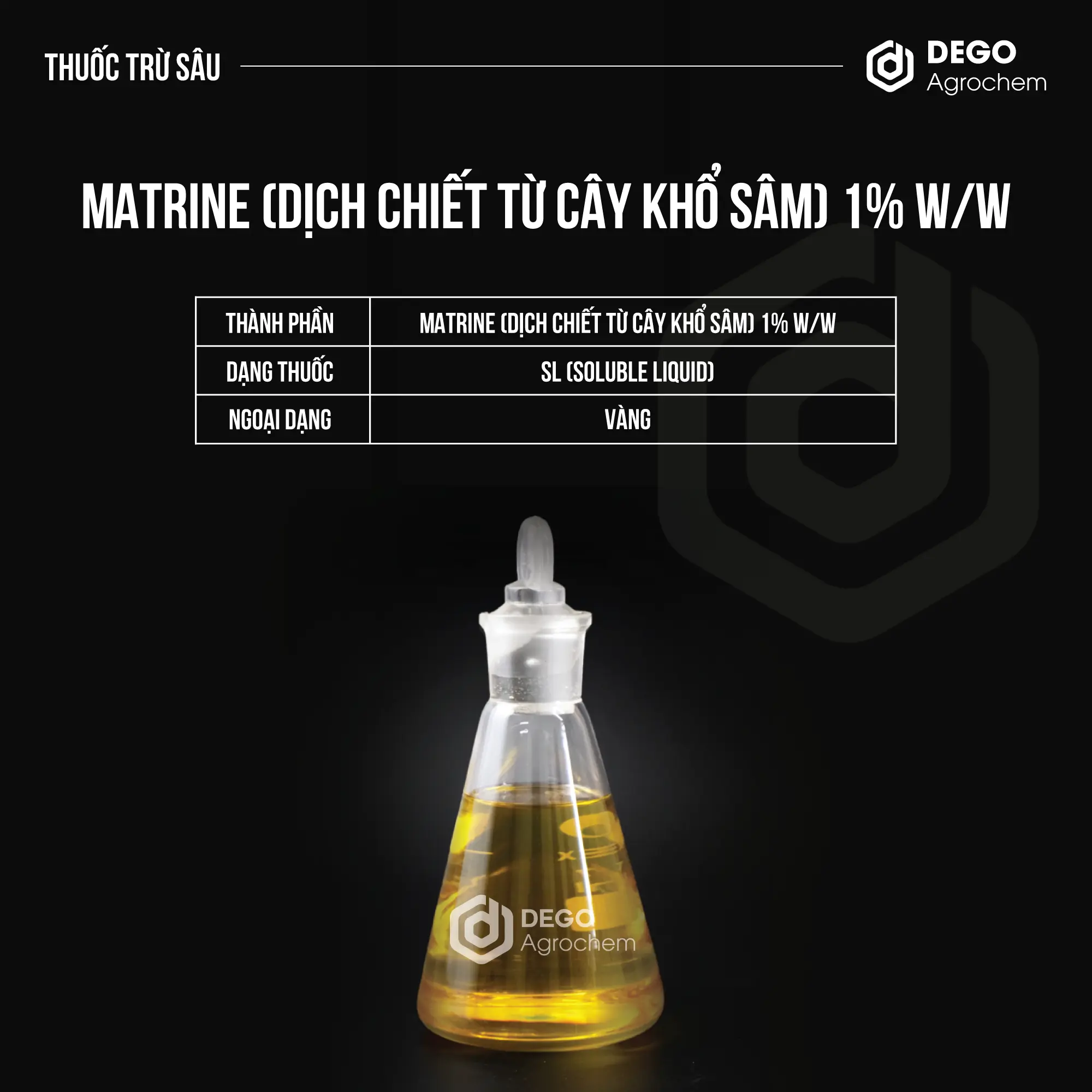 Matrine (dịch chiết từ cây khổ sâm) 1% w/w Matrine (dịch chiết từ cây khổ sâm) 1% w/w